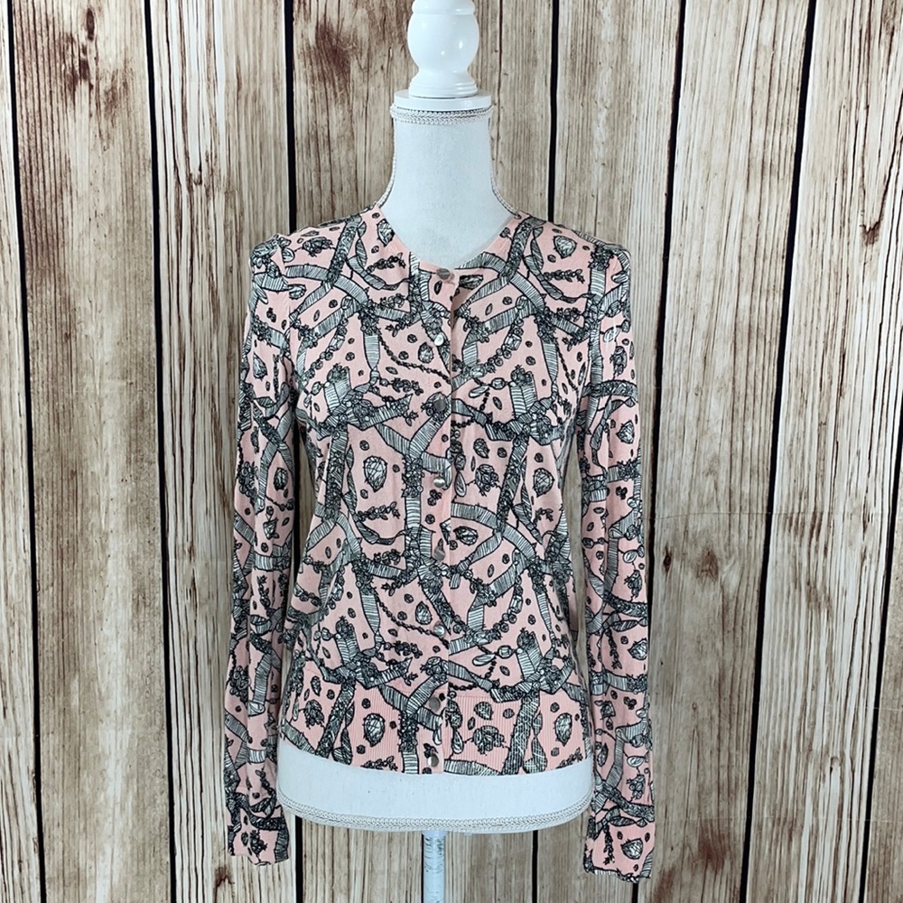 Ann Taylor Pink Cardigan w/Diamond Motif Medium